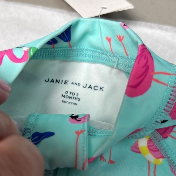 Janie and Jack 100048474 Baby Recycled Flamingo Rash Guard Swimsuit size 0-3 M - Picture 5 of 9